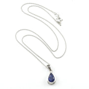 Silver Tanzanite 7x10mm Tear Bali Necklace