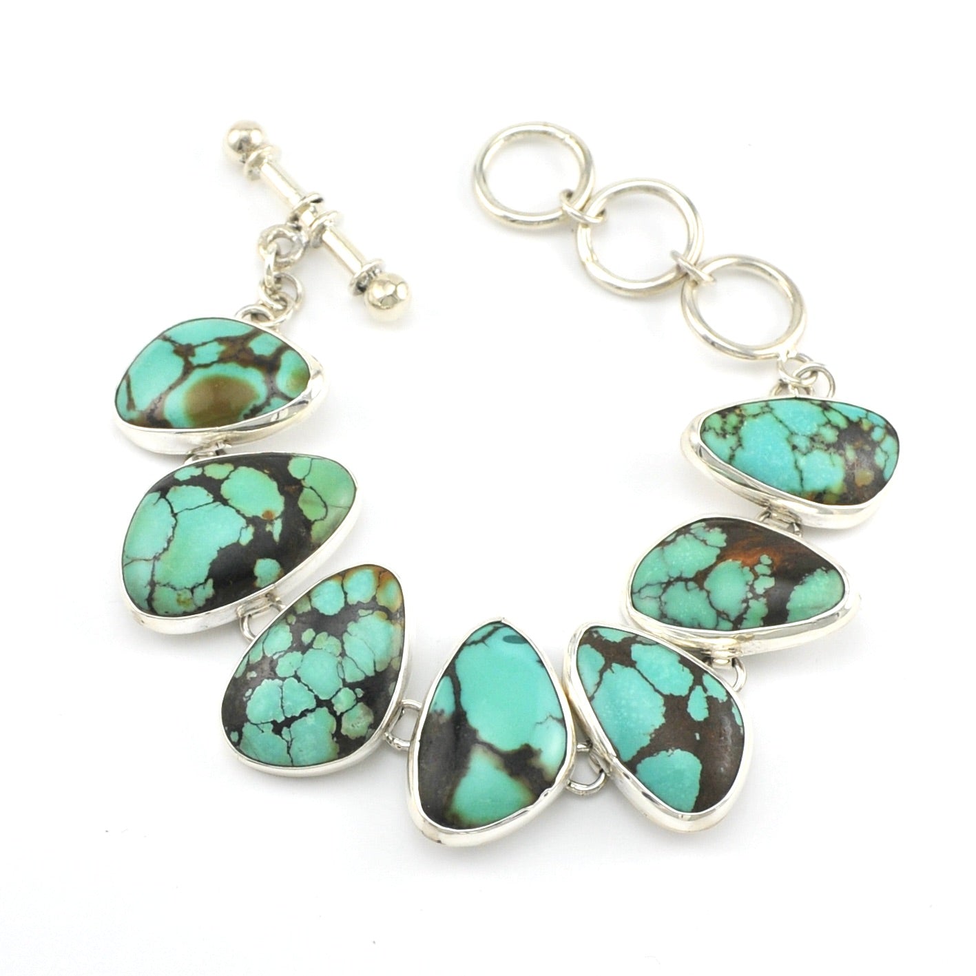 Silver Turquoise Link Toggle Bracelet