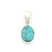 Silver Turquoise Oval Pendant