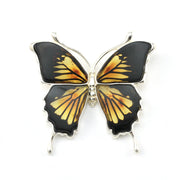 Silver Ulysses Amber Butterfly Pendant