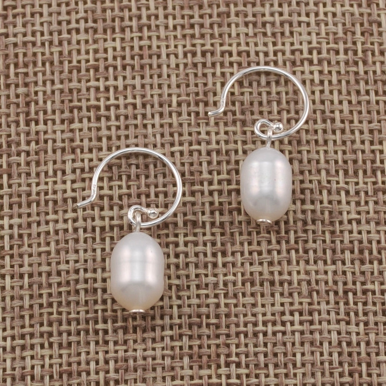 Silver White Pearl Drop Earrings