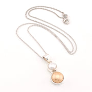 Silver White and Peach Pearl Necklace