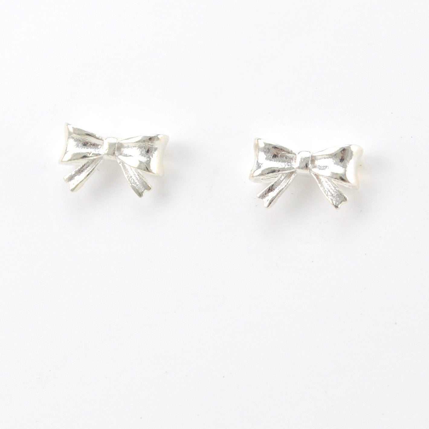 Silver Wide Bow Post Earrings