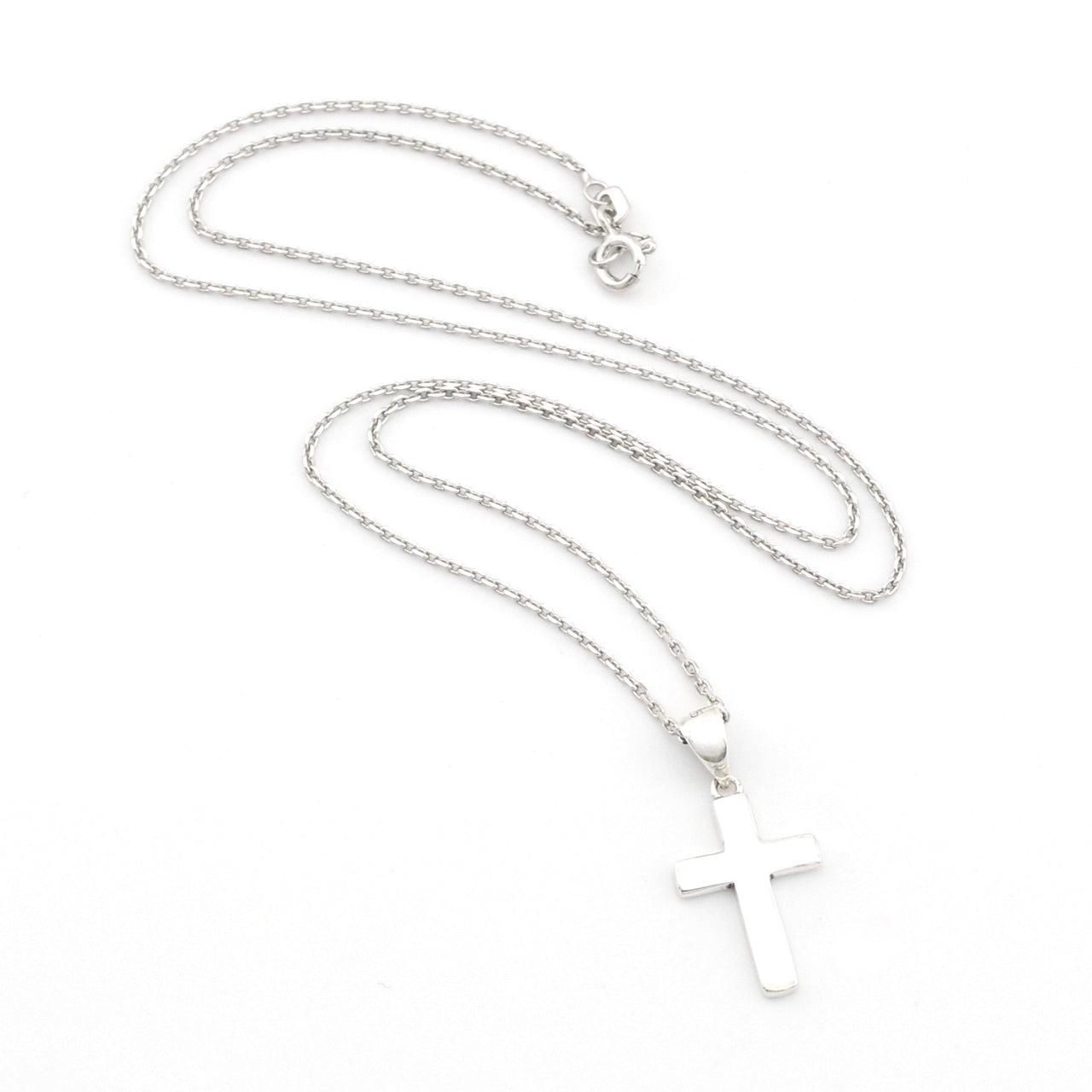 Silver Wide Cross 12x18mm Necklace