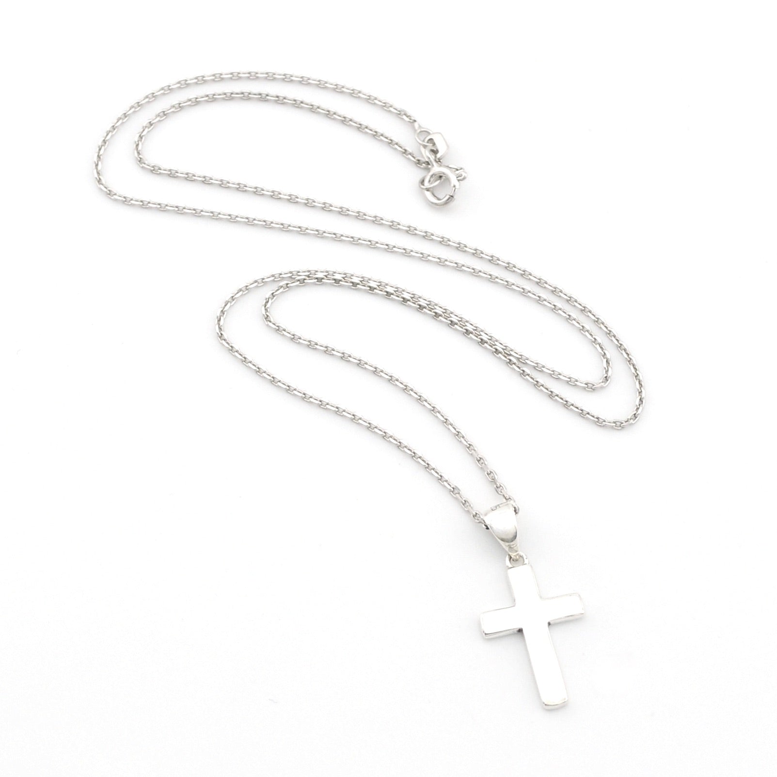 Silver Wide Cross 12x18mm Necklace