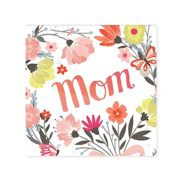 Card with floral design and 'Mom' text on a white background