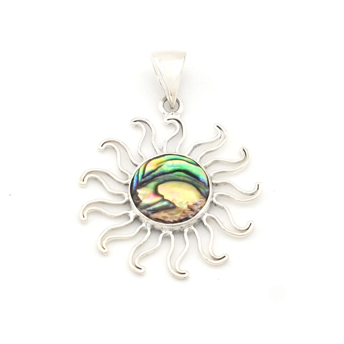Sterling Silver Abalone Sun Pendant
