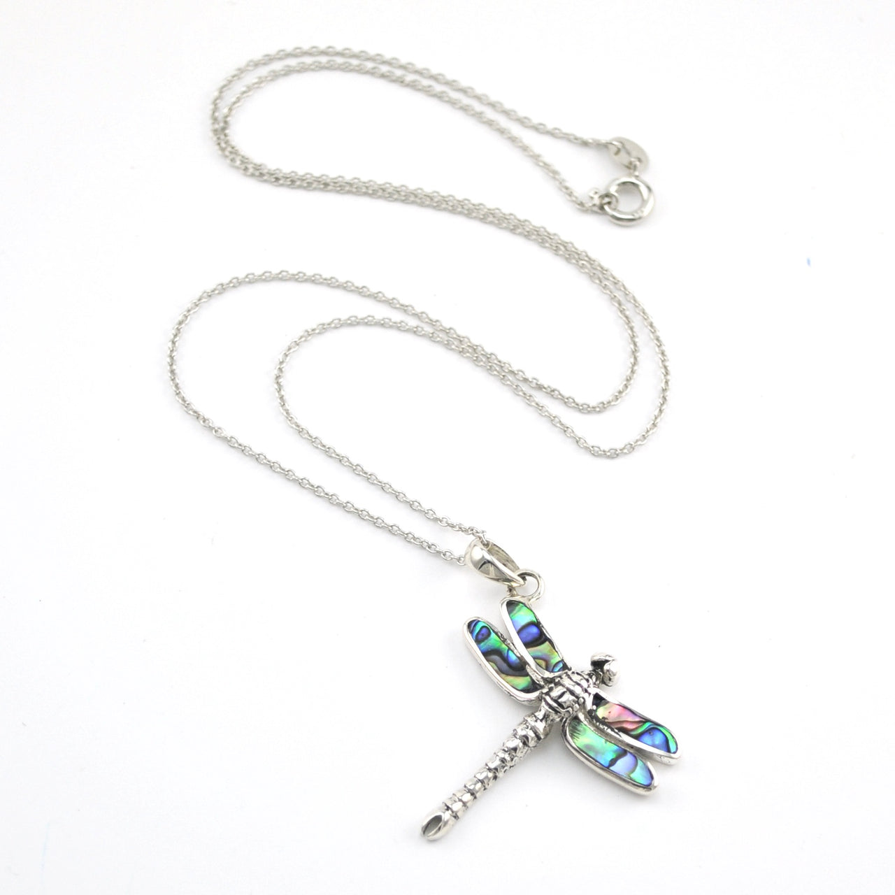 Sterling Silver Abalone Dragonfly Necklace