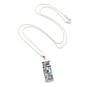 Sterling Silver Abalone Rectangle Small Wave Necklace