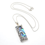 Sterling Silver Abalone Rectangular Wave Necklace