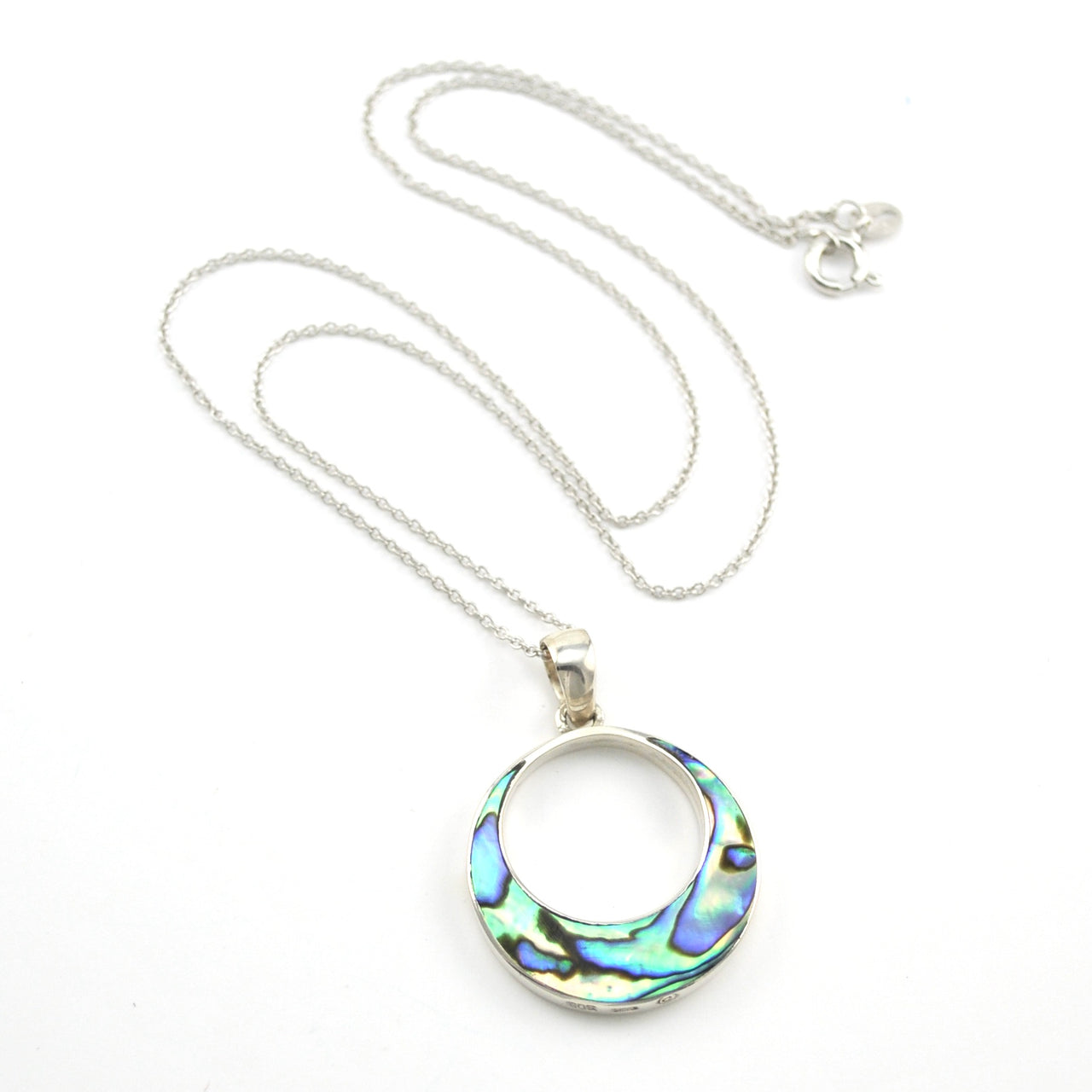 Sterling Silver Abalone Round Necklace