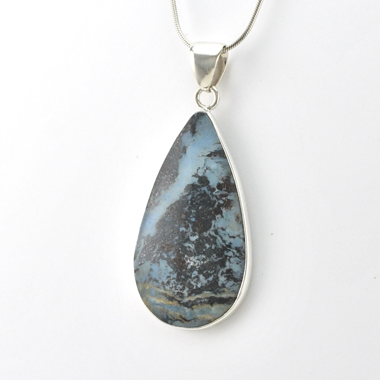 Sterling Silver Aztec Lapis Tear Pendant