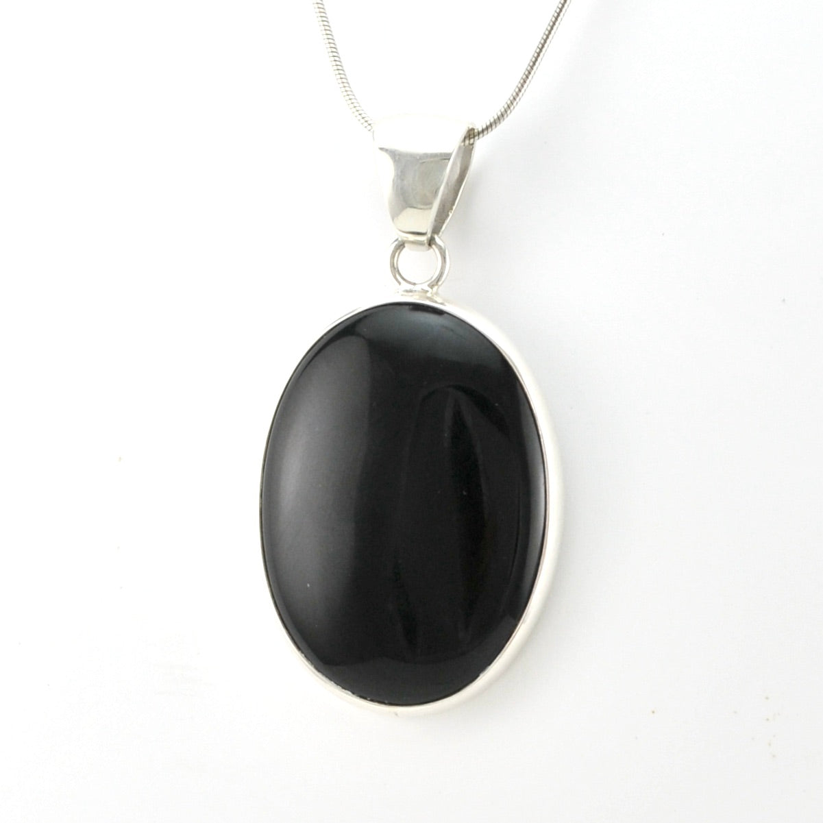 Sterling Silver Black Onyx Oval Pendant