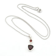 Sterling Silver Garnet Round Trillion Necklace