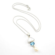 Sterling Silver Keshi Pearl Topaz Pearl Drop Necklace