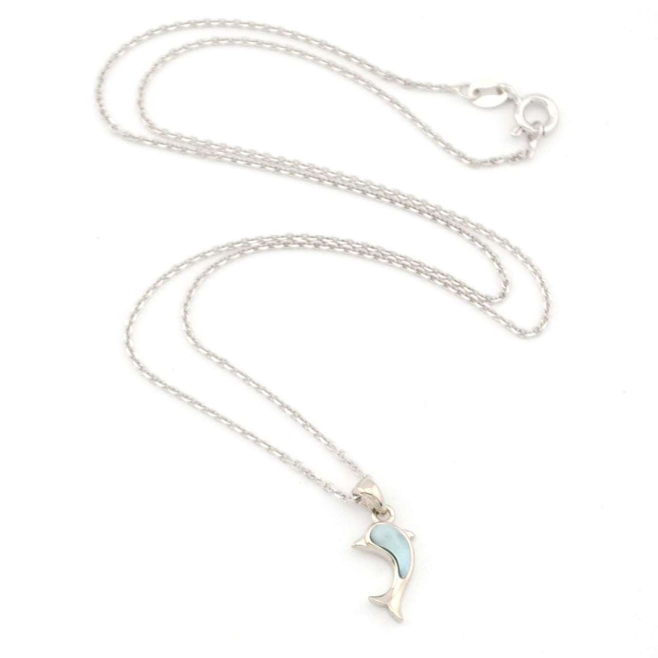 Sterling Silver Larimar Dolphin Small Necklace
