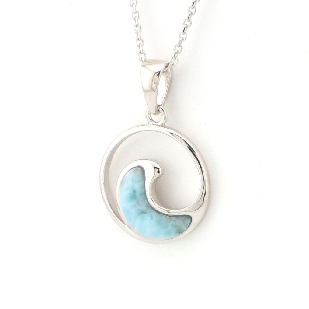 Sterling Silver Larimar Wave Necklace