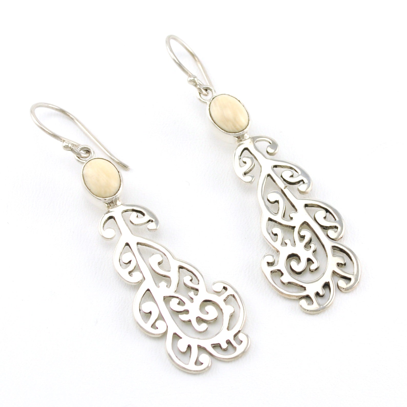 Sterling Silver Mammoth Ivory Dangle Earrings