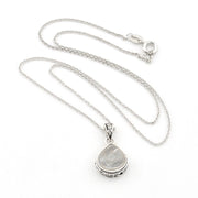 Sterling Silver Moonstone 10x12mm Tear Bali Necklace