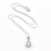 Sterling Silver Moonstone 8x10mm Oval Bali Necklace