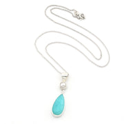 Sterling Silver Pearl Amazonite Tear Necklace on white background
