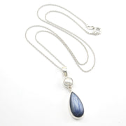 Sterling Silver Pearl Kyanite Necklace