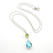 Sterling Silver Peridot Abalone Necklace