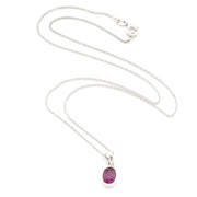 Silver Ruby 6x8mm Oval Necklace