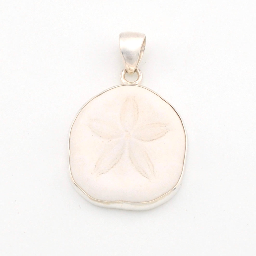 Sterling Silver Sand Dollar Pendant on white background