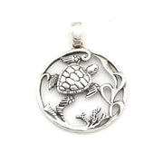 Sterling Silver Sea Turtle Scene Pendant