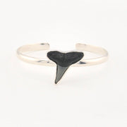 Cuff bracelet with a shark tooth on a white background