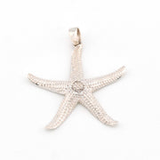 Silver starfish pendant on a white background