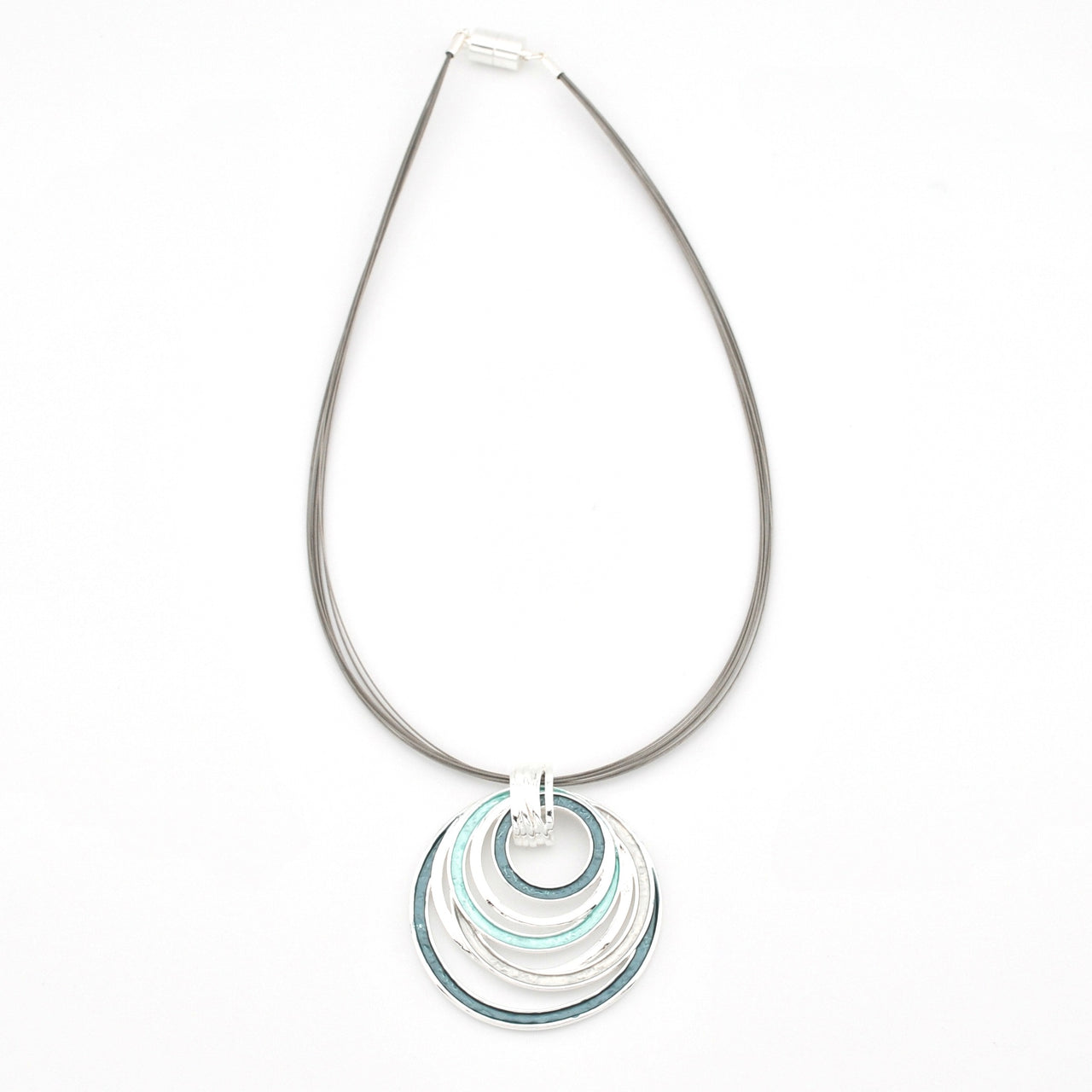 Teal Multi Circle Pendant Necklace