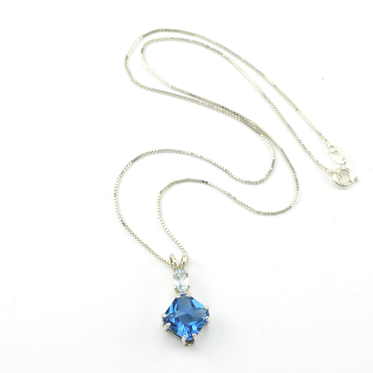 Tibetan Blue Obsidian with Aquamarine Necklace