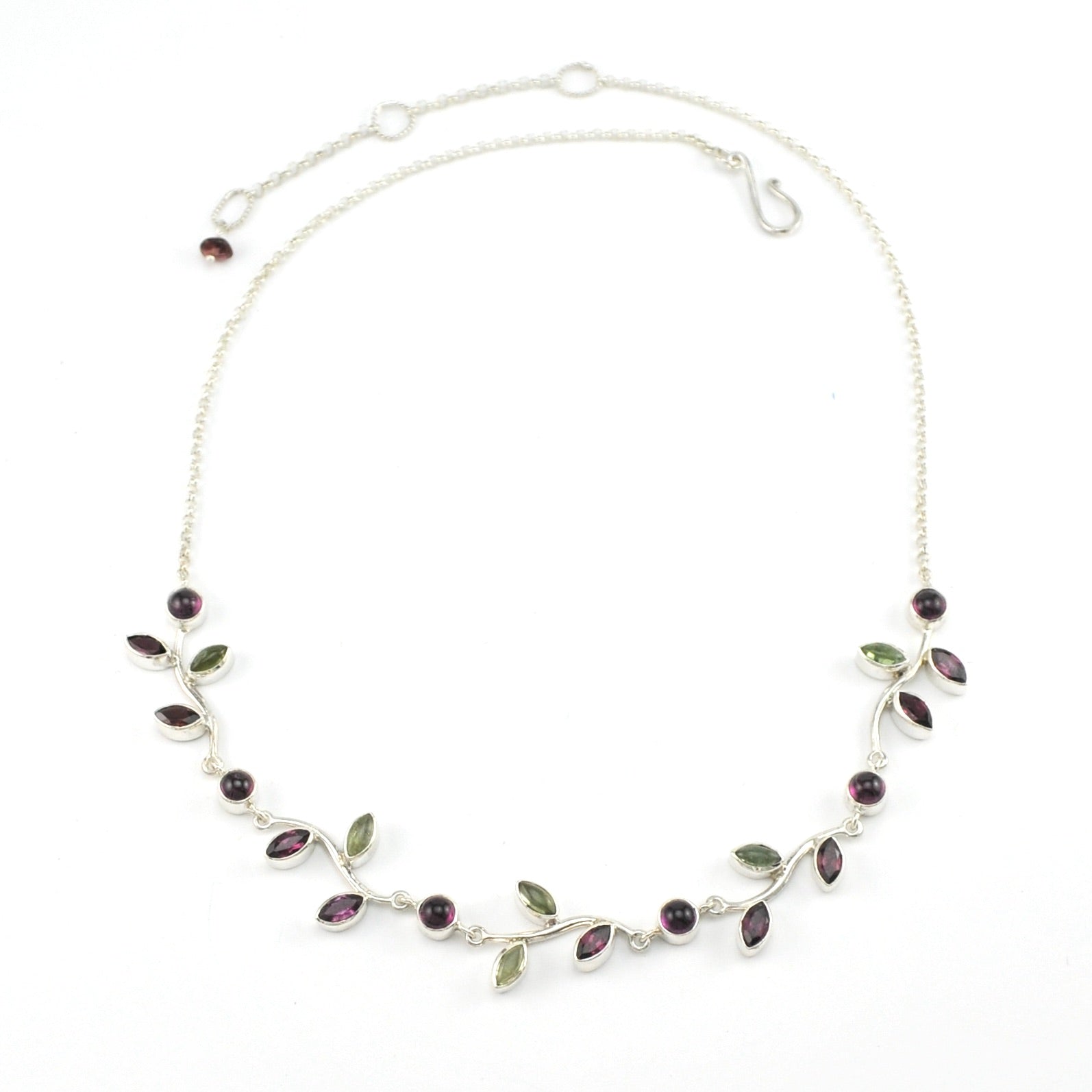 Silver Tourmaline Branch Adjustable Necklace