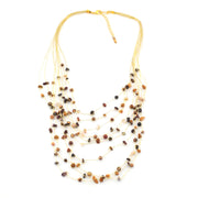 Tumbled Earth Multistrand Beaded Silk and Stone Necklace