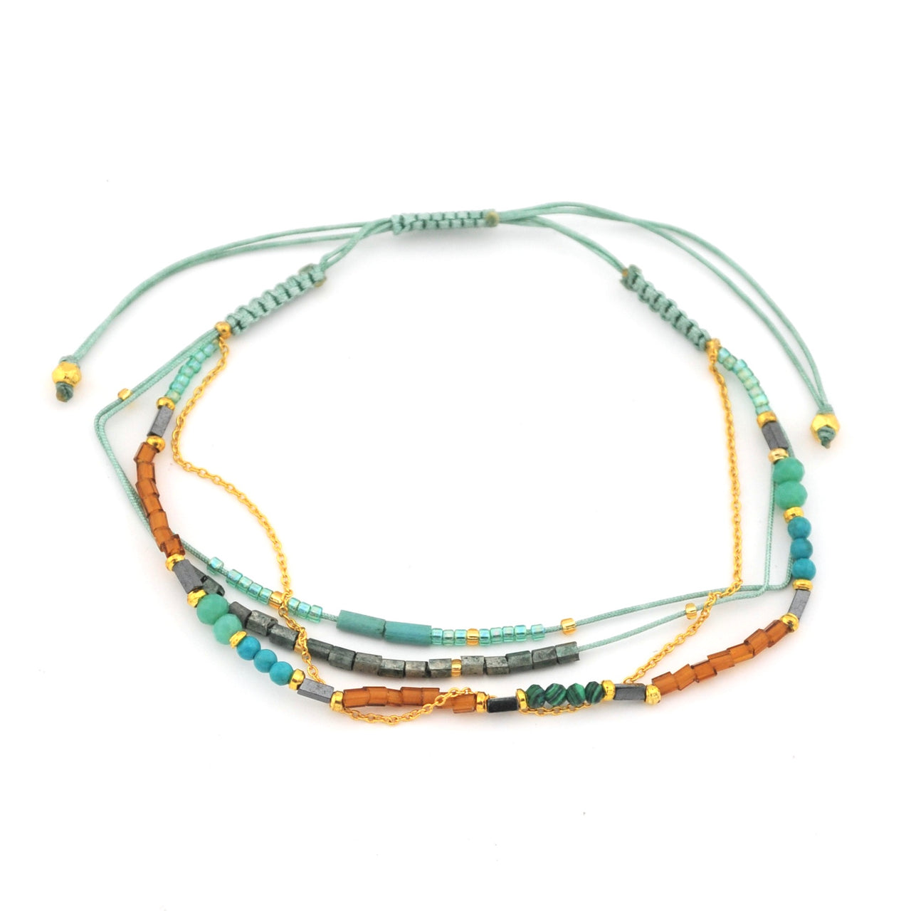 Turquoise Multistrand Beaded Sliding Knot Bracelet