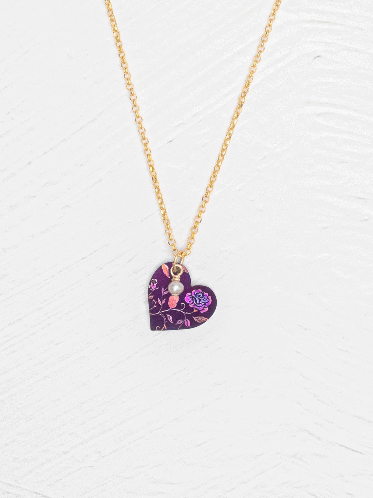 Vintage Burgundy Budding Heart Pendant Necklace