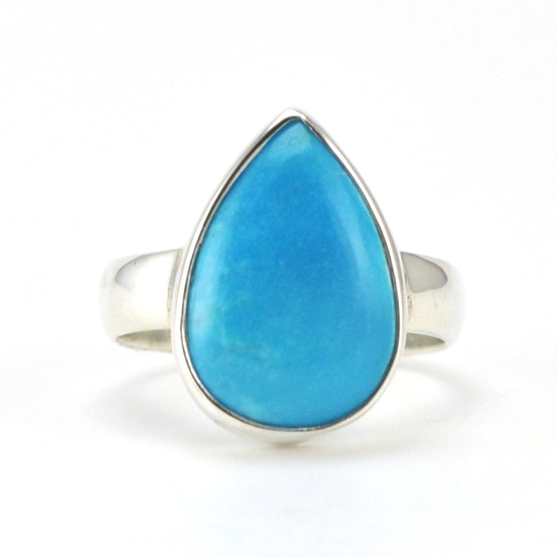 Alt View Sterling Silver Arizona Turquoise 11x21mm Tear Ring