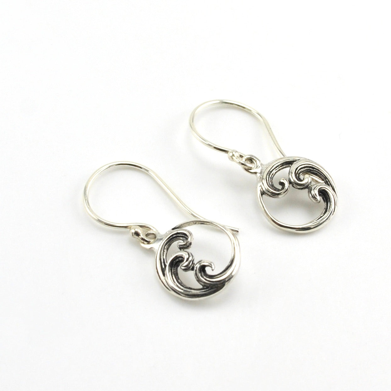 Sterling Silver Wave Small Dangle Earrings