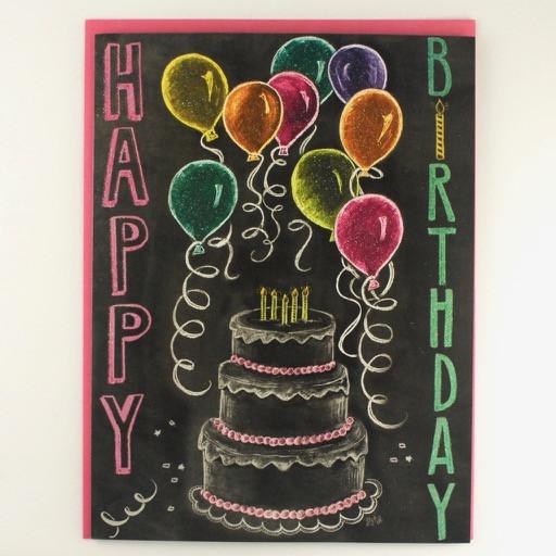 Happy Birthday Cake and Balloon Card