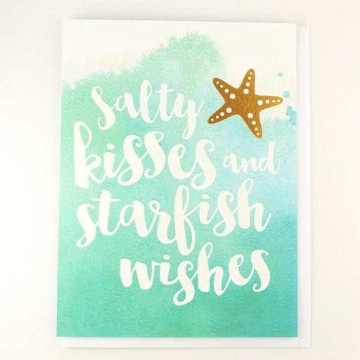 Salty Kisses and Starfish Wishes Birthday Card