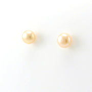 Side View Sterling Silver 8mm Peach Pearl Post Earrings