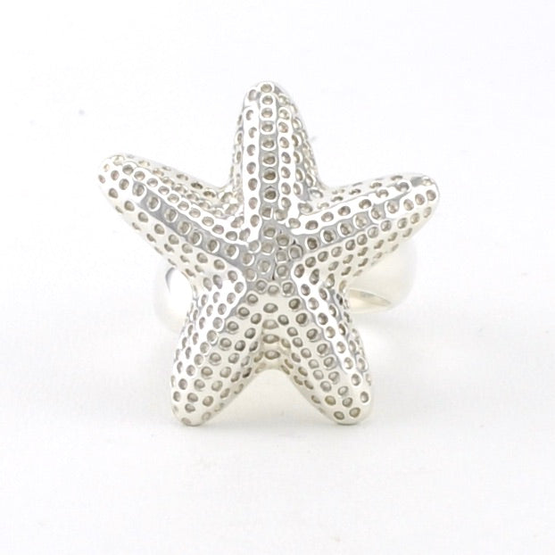 Alt View Sterling Silver Starfish Adjustable Ring