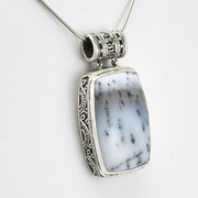 Side View Sterling Silver Dendritic Agate 19x26mm Rectangle Bail Pendant