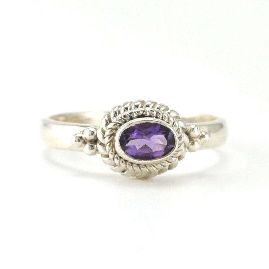 Sterling Silver Amethyst 4x6mm Oval Ring