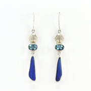 Alt View Sterling Silver Seashell Blue Topaz Sea Glass Earrings