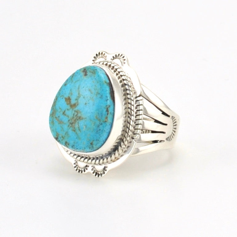 Sterling Silver Kingman Turquoise Ring Size 7 by Burt and Kathy Francisco