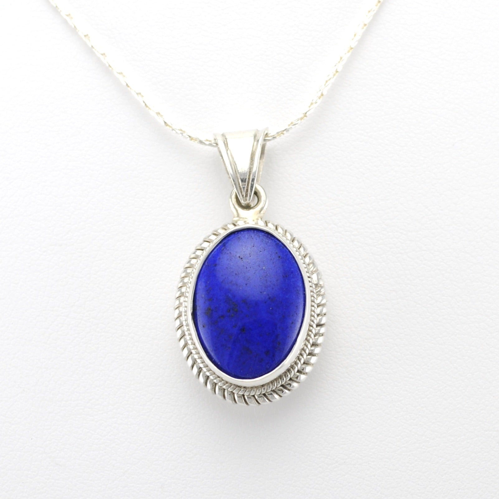 Sterling Silver Lapis Oval Pendant