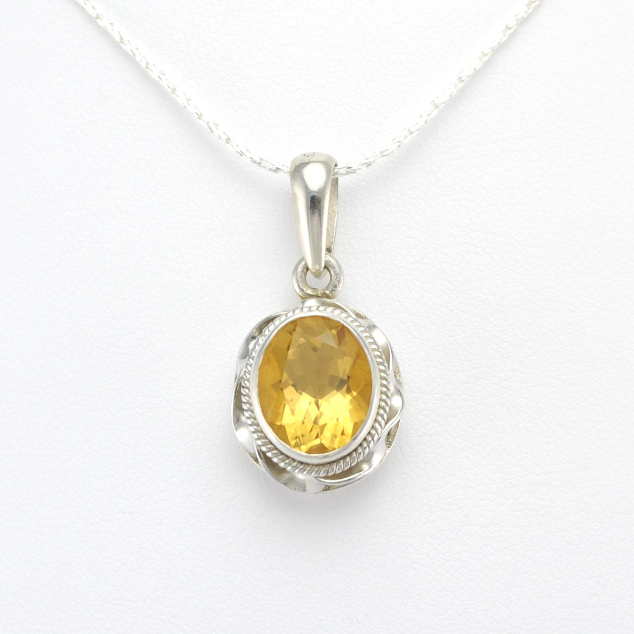 Alt View Sterling Silver Citrine 10x12mm Oval Pendant